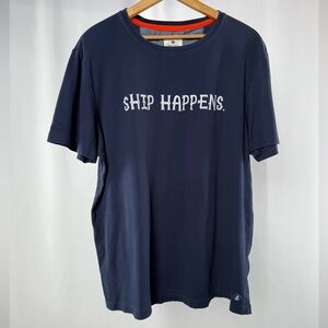 Sperry "Ship Happens" Short Sleeve‎ Crew Neck Tee Shirt in Navy Blue Size XL